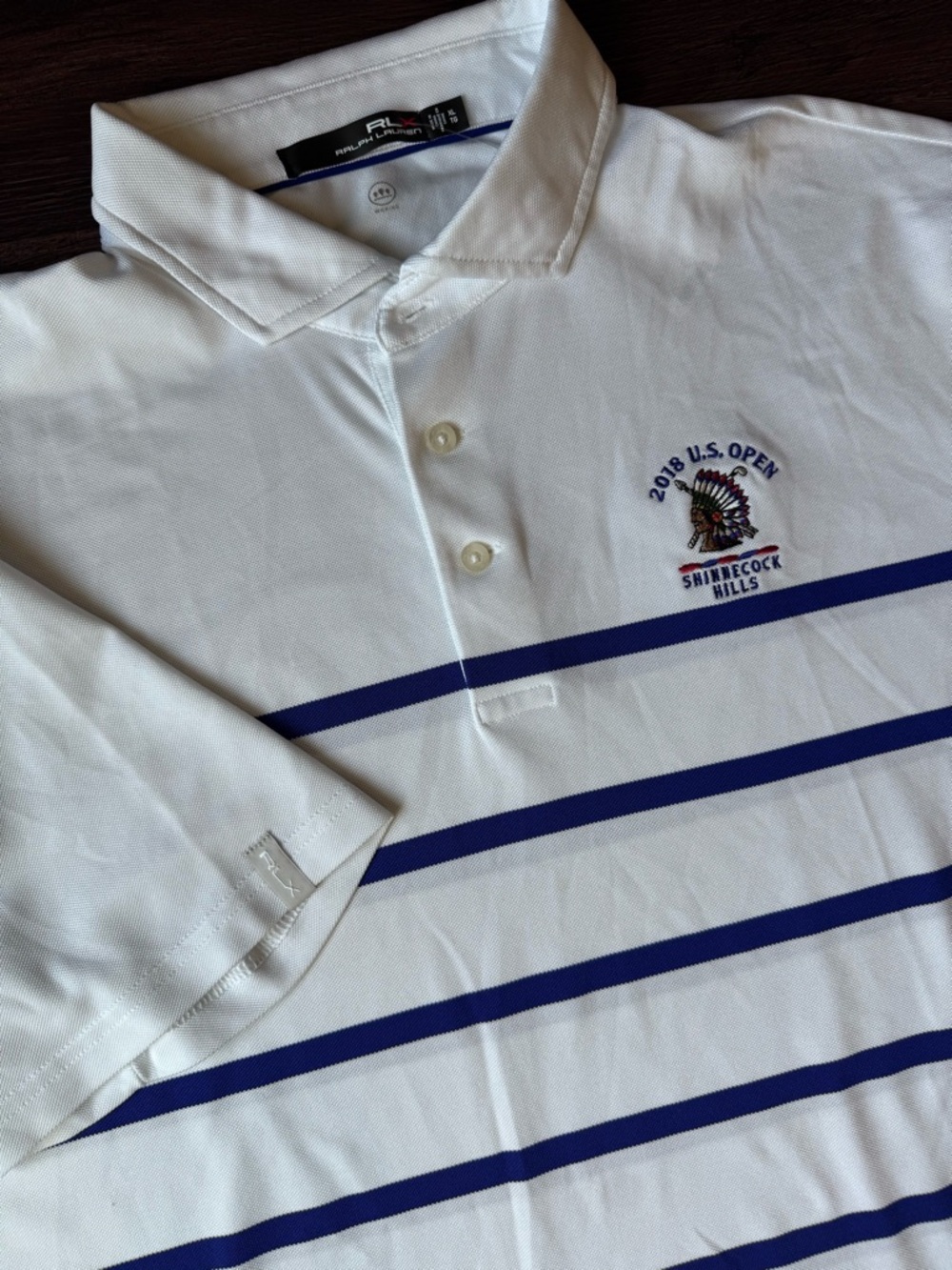 RLX Ralph Lauren Polo Shirt Mens XL Navy 2018 US Open Shinnecock Hills Golf